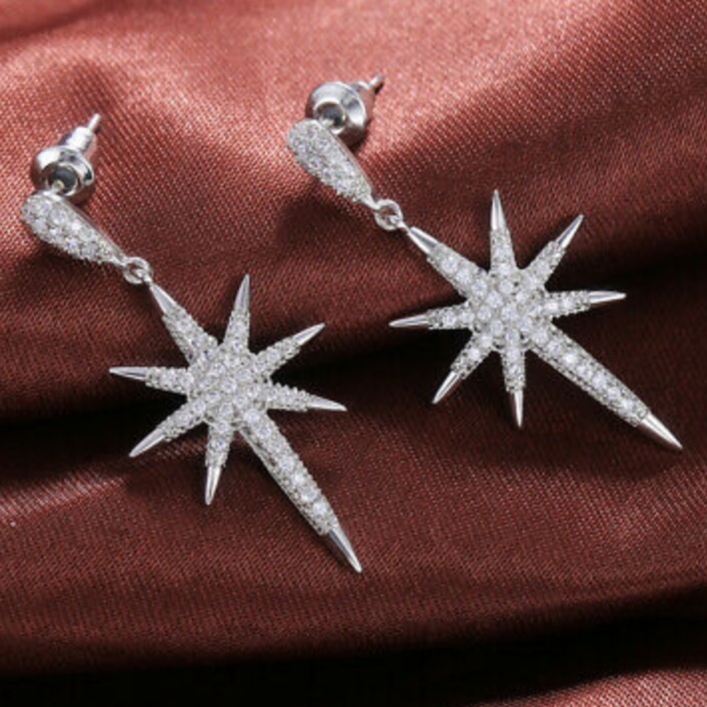 New 925 Sterling silver diamond stone earrings - Picture 2 of 5